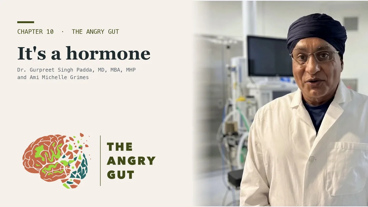 Title card for Vitamin D Is a Hormone, Not a Vitamin, The Angry Gut Chapter 10, with Dr. Padda presenting