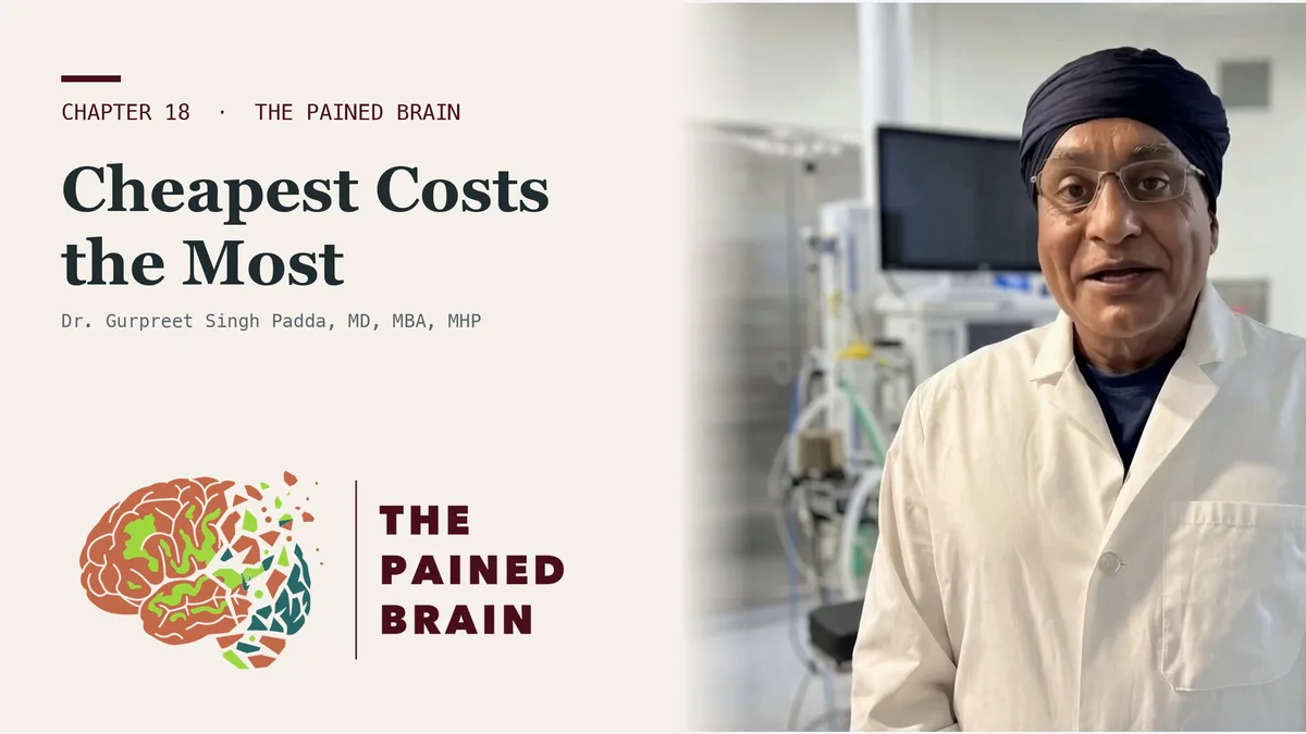 Dr. Gurpreet Singh Padda presenting the title card for The Pained Brain, Chapter 18