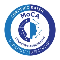 MoCA Certified Rater seal for the Montreal Cognitive Assessment, rater certification held by Dr. Gurpreet Singh Padda, MD, MBA, MHP